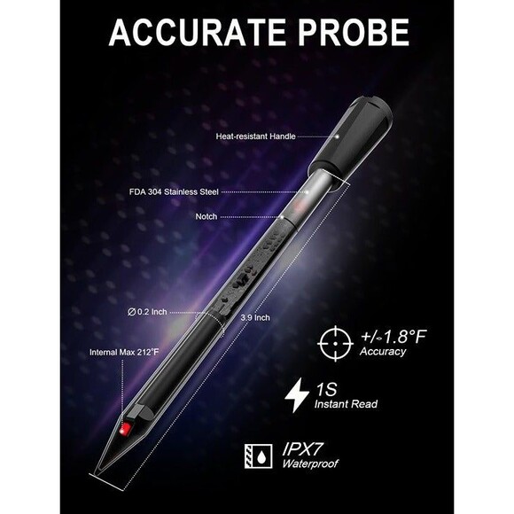 MixStick 500FT Wireless Meat Thermometer  Digital Food Thermometer with B - Picture 2 of 9